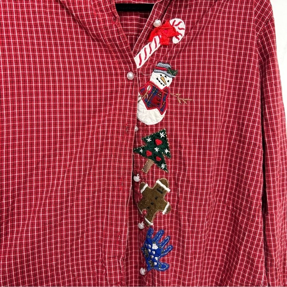 UGLY CHRISTMAS SWEATER button up flannel sweater U24 - Picture 3 of 5